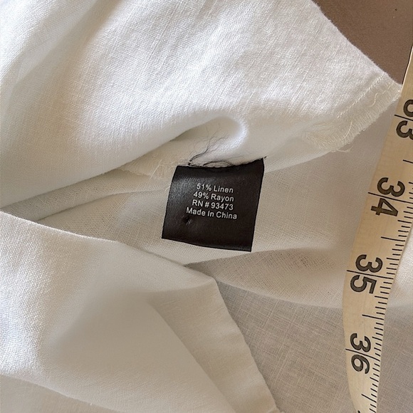 Pure Amici Classic White Linen Long Tunic Button Up Shirt Rounded Hem Sz S - Picture 14 of 16